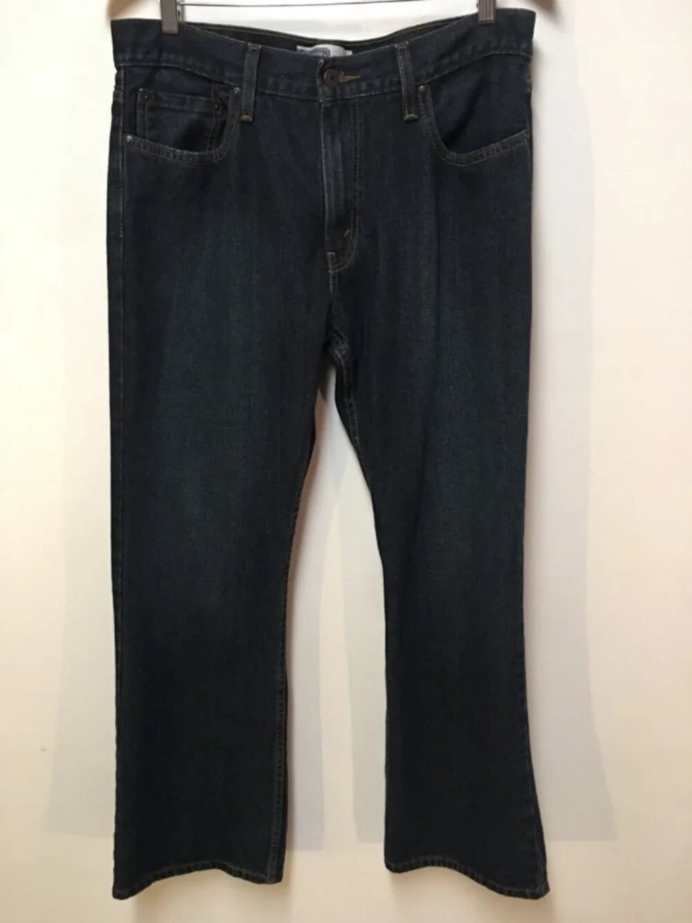 Signature Levi's Men 34x30 Jeans Bootcut Blue Dark Washed Denim 100% Cotton